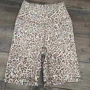 Balance Collection Womens Leopard Print Biker Shorts High Waisted XS Yoga